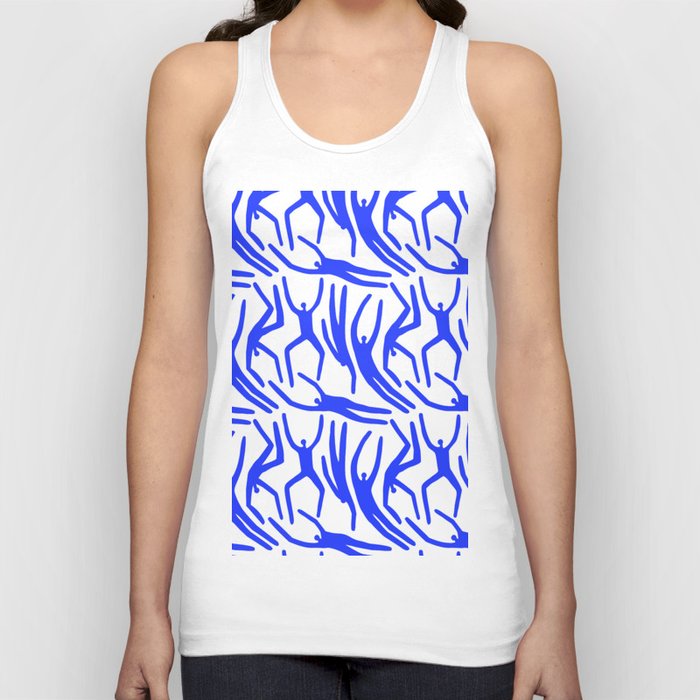 Abstract blue people body figure collage pattern Tank Top