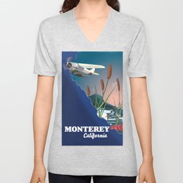 Monterey California map V Neck T Shirt