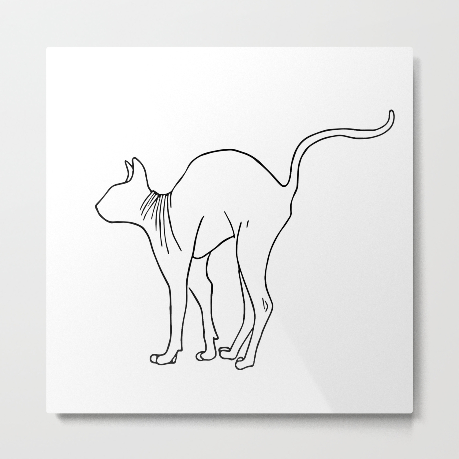 Sphynx Cat Arching Its Back Naked Cat Simple Line Minimal