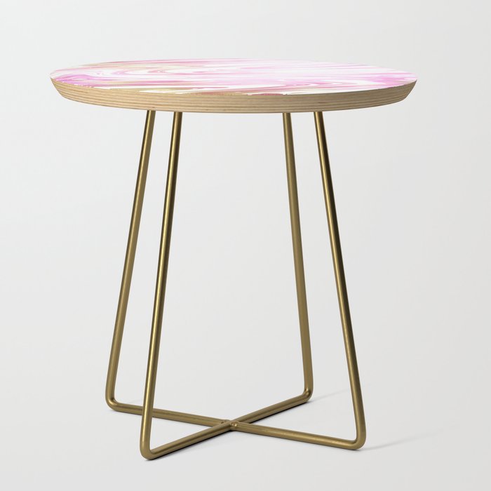 Elegant Chic Pink Gold White Abstract Marble Pattern Side Table
