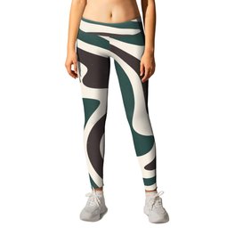 Deep Green Abstract Swirl Leggings