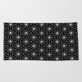 Hemp seed pattern in black-and-white Beach Towel