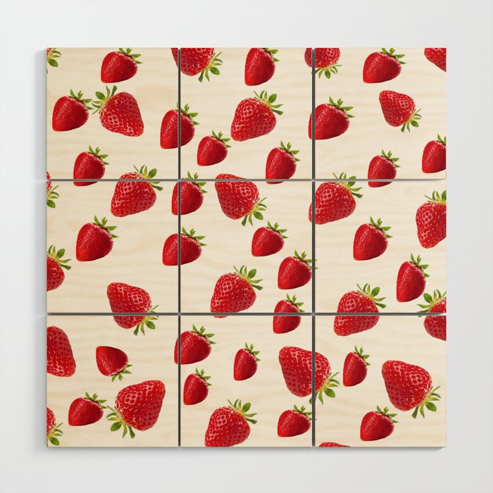 Strawberry Pattern  Wood Wall Art