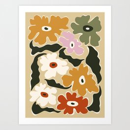 Retro abstract floral  Art Print