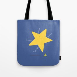 falling star Tote Bag | Vector, Graphicdesign, Funny, Falling, Illustration, Universe, Planets, Pun, Humour, Banana Peel 