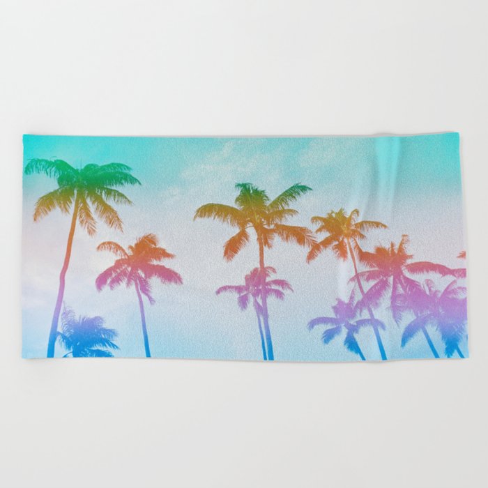 Rainbow Palmtrees Beach Towel