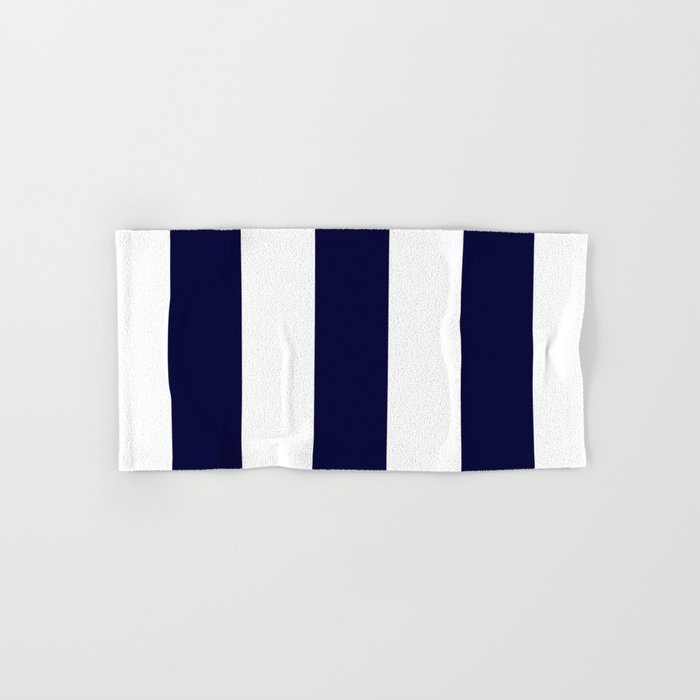 Navy Blue And White Stripes Hand & Bath Towel