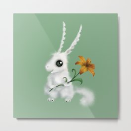 This is Not a Rabbit! Metal Print | Flower, Green, Critter, Cute, Funny, Strange, Creature, Illustration, Graphicdesign, Digital 