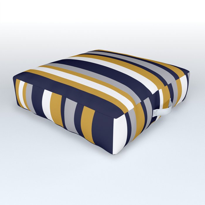 Modern Stripes in Mustard Yellow, Navy Blue, Gray, and White