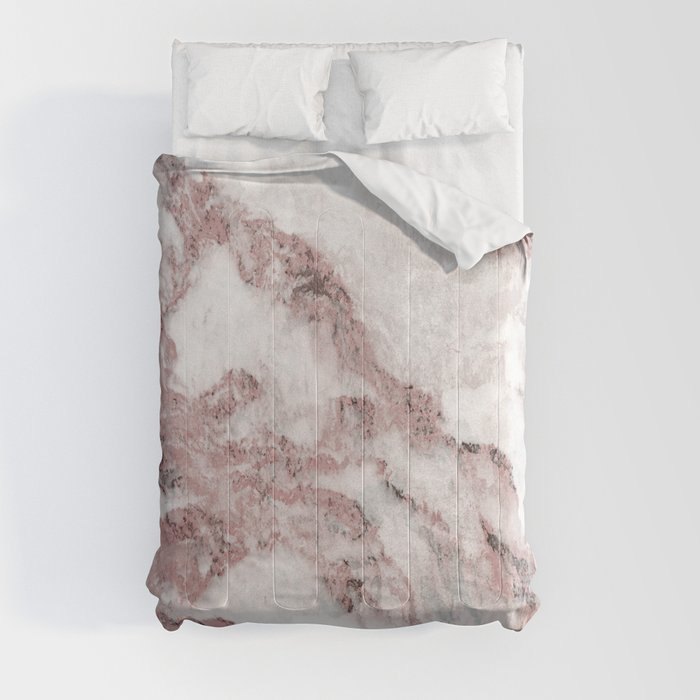 White and Pink Marble Mountain 02 Comforter