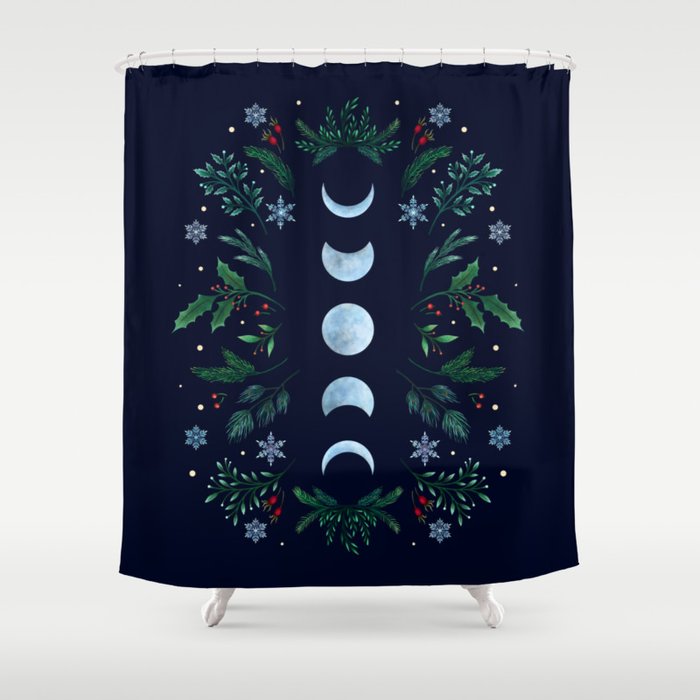 Moonlight Garden - Festive Green Shower Curtain