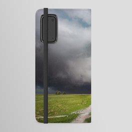 Low Clearance - Country Road Leads to Ground Scraping Storm Cloud on Spring Day in Oklahoma Android Wallet Case