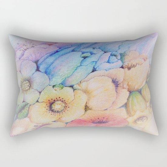 Summer fantasy with by hand drawn flowers. Rectangular Pillow