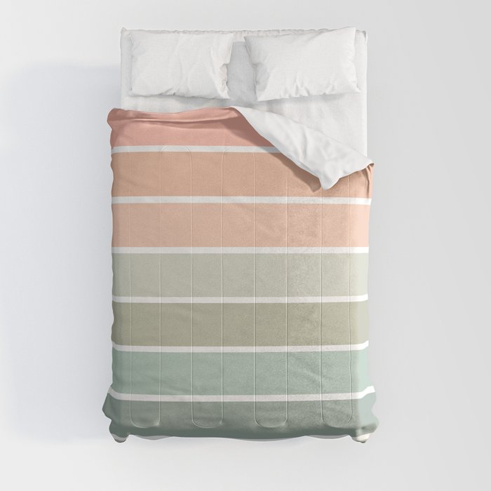 70s Stripe - pastel pink and mint, spring, pink stripes, desert, boho, dorm decor Comforter