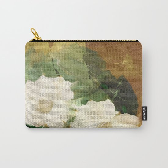 White Flowers Carry-All Pouch