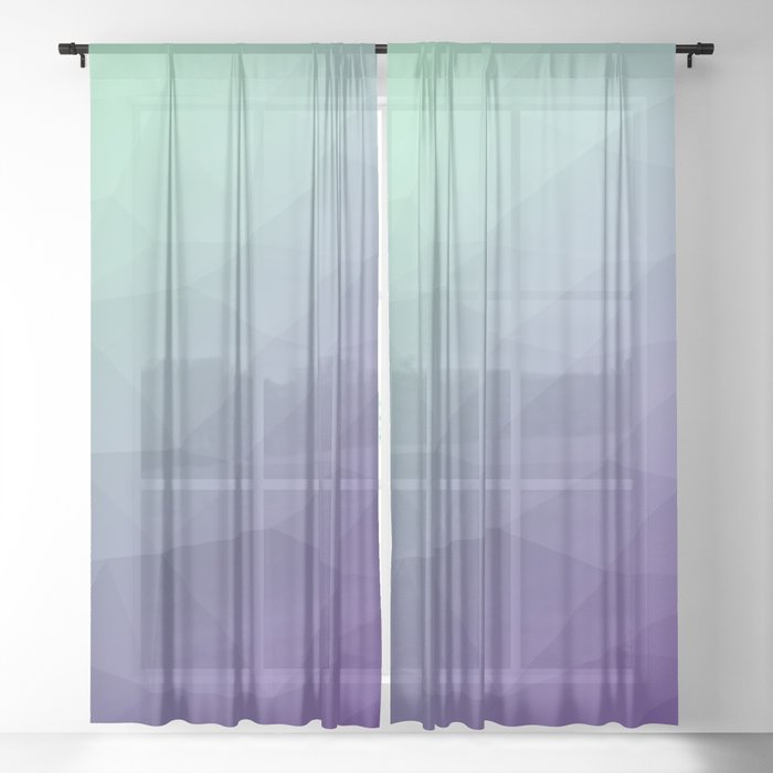 Purple Green Ombre Gradient Geometric Mesh Pattern Sheer