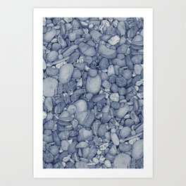 hand drawn pebbles blue Art Print