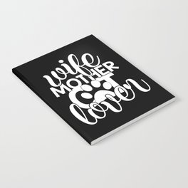 Wife Mother Cat Lover Cute Typography Quote Notebook