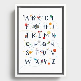 Space alphabet in white Framed Canvas