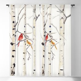 Birch Trees and Cardinal Blackout Curtain