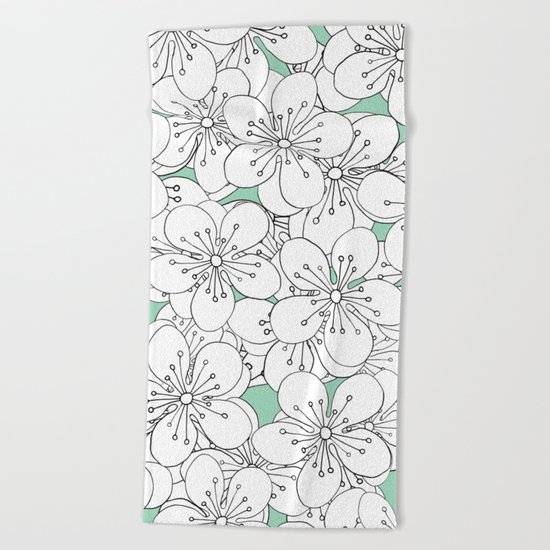Cherry Blossom With Mint Blocks - In Memory of Mackenzie Beach Towel