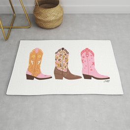 Pink Cowboy Boots  Rug | Orange, Boots, Illustration, Trendy, Curated, Cowgirlboots, Rodeo, Country, Digital, Cowboy 