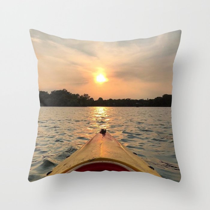 Paddle Into the Sunset Throw Pillow