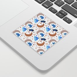 Moths and Moons - Brown & Blue Sticker