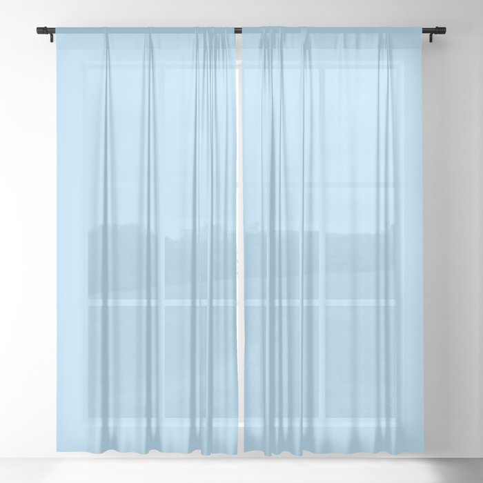 Solid Pale Light Blue Color Sheer Curtain