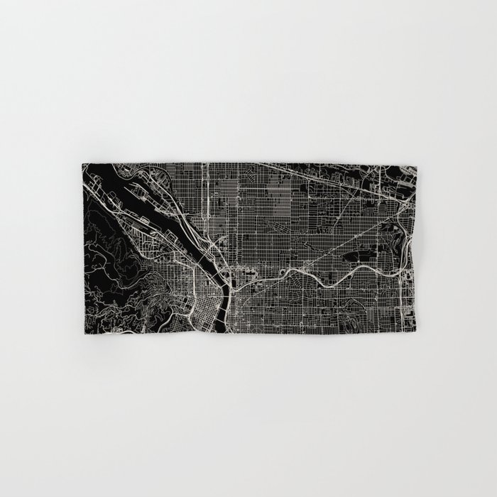 PORTLAND USA - Black and White City Map Hand & Bath Towel
