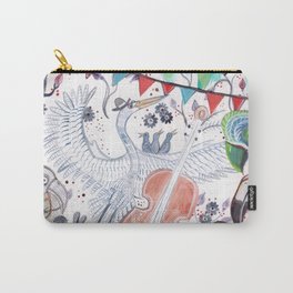 Wild Night at the Ornithology Club Carry-All Pouch | Flamingo, Christinarowe, Birds, Funny, Bird, Acrylic, Music, Themangoseed, Illustration, Drawing 