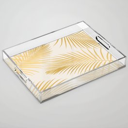 Metallic Gold Tropical Palm Fronds Acrylic Tray