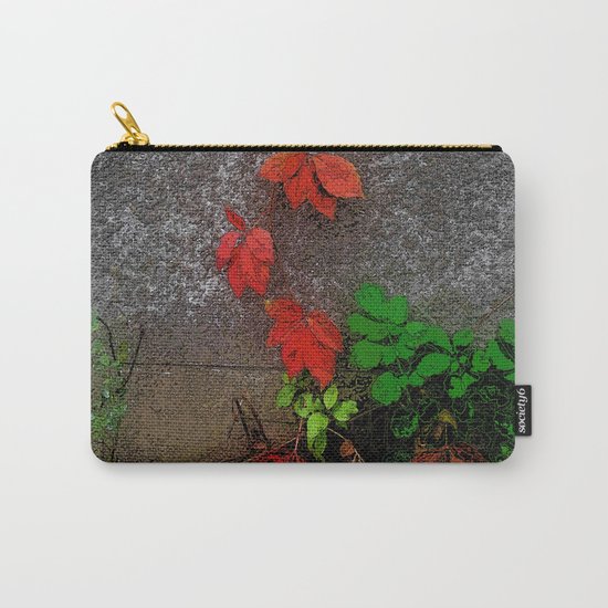 Red and green leaves on the wall Carry-All Pouch