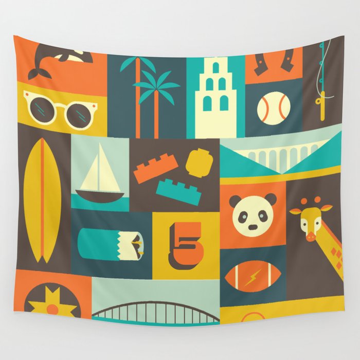 San Diego Wall Tapestry by Ariel Wilson  Society6