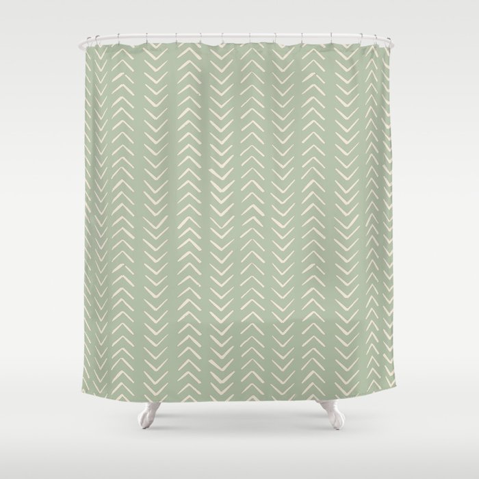 Sage Green Arrow Mudcloth  Shower Curtain