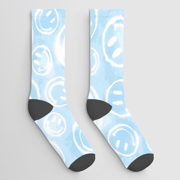 Blue Tie-Dye Smileys Socks