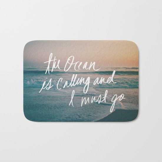 The Ocean is Calling by Laura Ruth and Leah Flores Bath Mat
