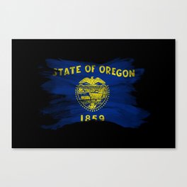 Oregon state flag brush stroke, Oregon flag background Canvas Print