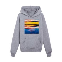 Barrier beach and salt pond lagoon at sunrise of the northeast color nature photography / photograph Kids Pullover Hoodies