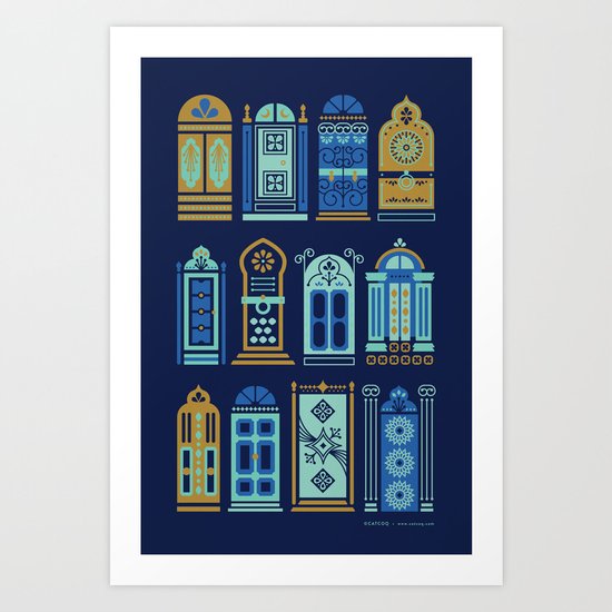 Moroccan Doors – Navy Palette Art Print