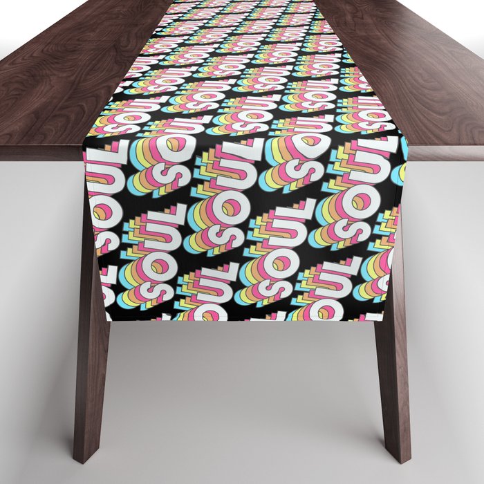 Soul Trendy Rainbow Text Pattern (Black) Table Runner