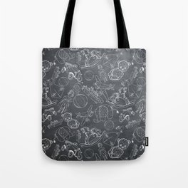 Black Chalkboard With White Children Toys Seamless Pattern Tote Bag