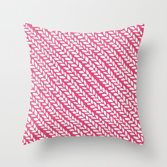 Knit Wave Raspberry Throw Pillow