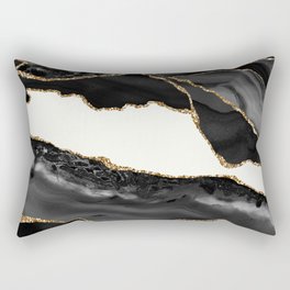 In the Mood Black and Gold Agate Rectangular Pillow