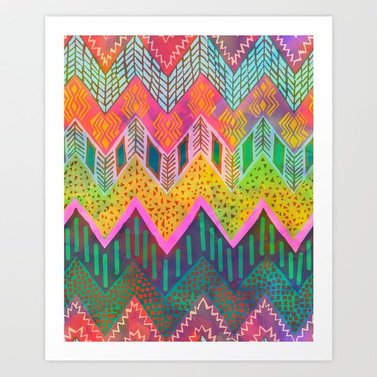 Tribal Chevron - Yellow Art Print