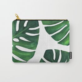 Watercolor Monstera print Carry-All Pouch | Tropical, Palmprint, Painting, Watercolor, Botanical, Greenleaves, Tropicalprint, Monstera, Watercolorpalm, Curated 