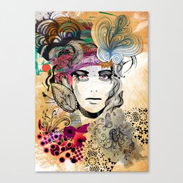colorful floral girl Canvas Print