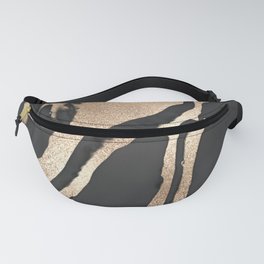 Modern Chic Black Gold Painted Abstract Marble Fanny Pack