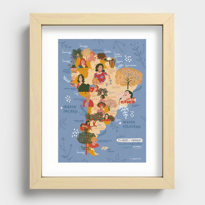 South America map of the most influential women Recessed Framed Print