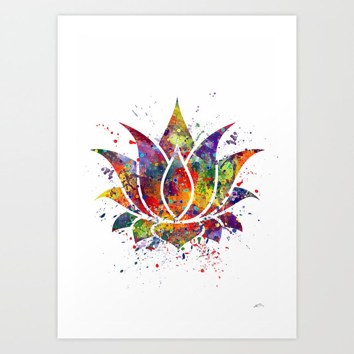 Lotus Flower 2 Watercolor Print Wall Art Wedding Gift Zen Decor